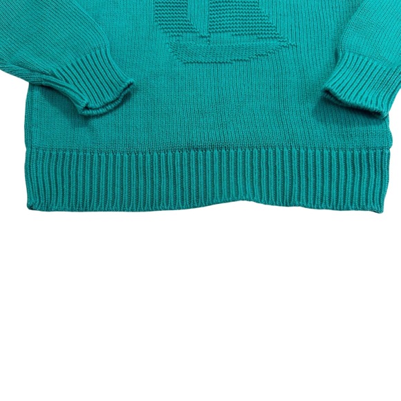 VTG EastWind by Alps Teal Knit Sweater W/ Sailboat Design Crew Nautical Style M - Picture 14 of 16